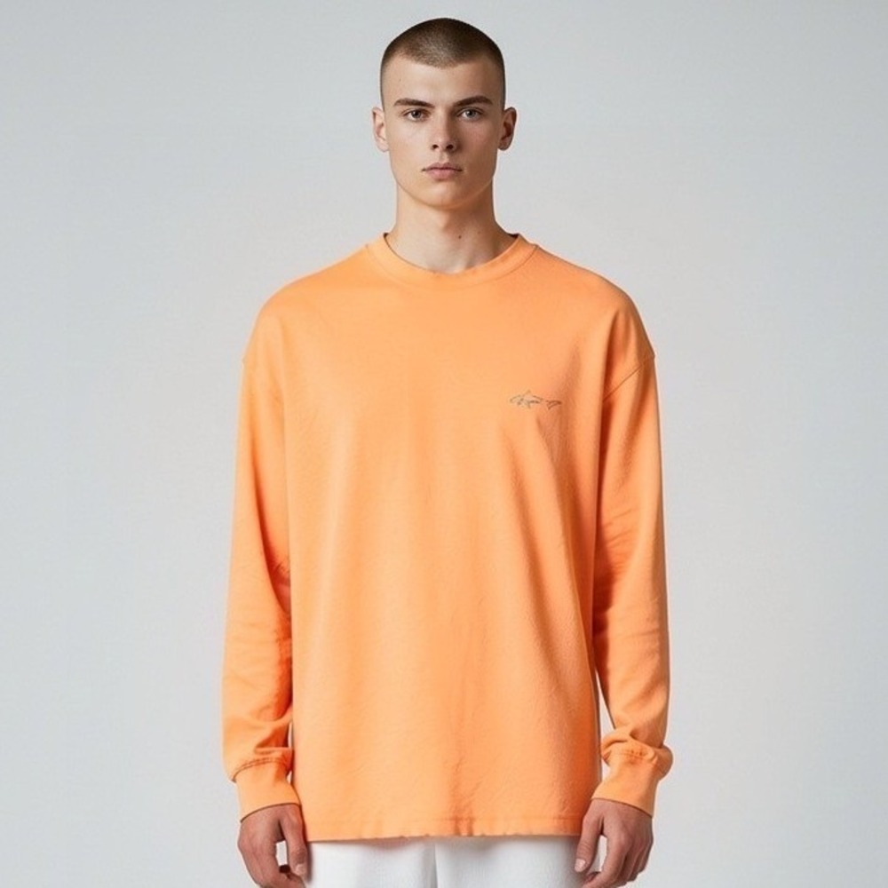Greg Norman Play Dry Orange Space Dye Long Sleeve Performance Shirt Mens XXL